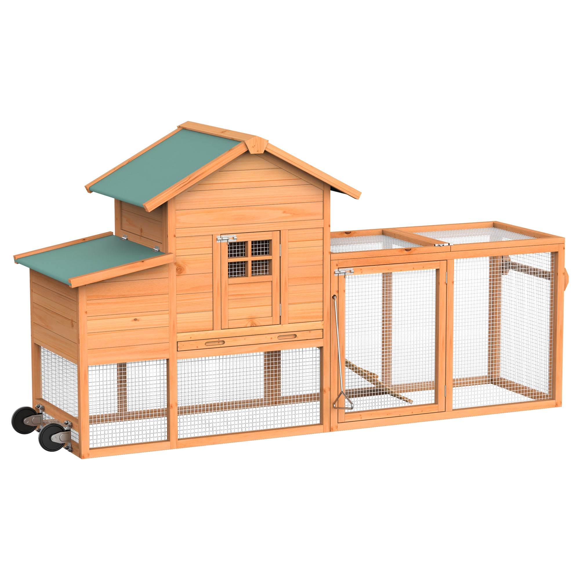 83" Portable Chicken Coop (Wheels & Handrail)