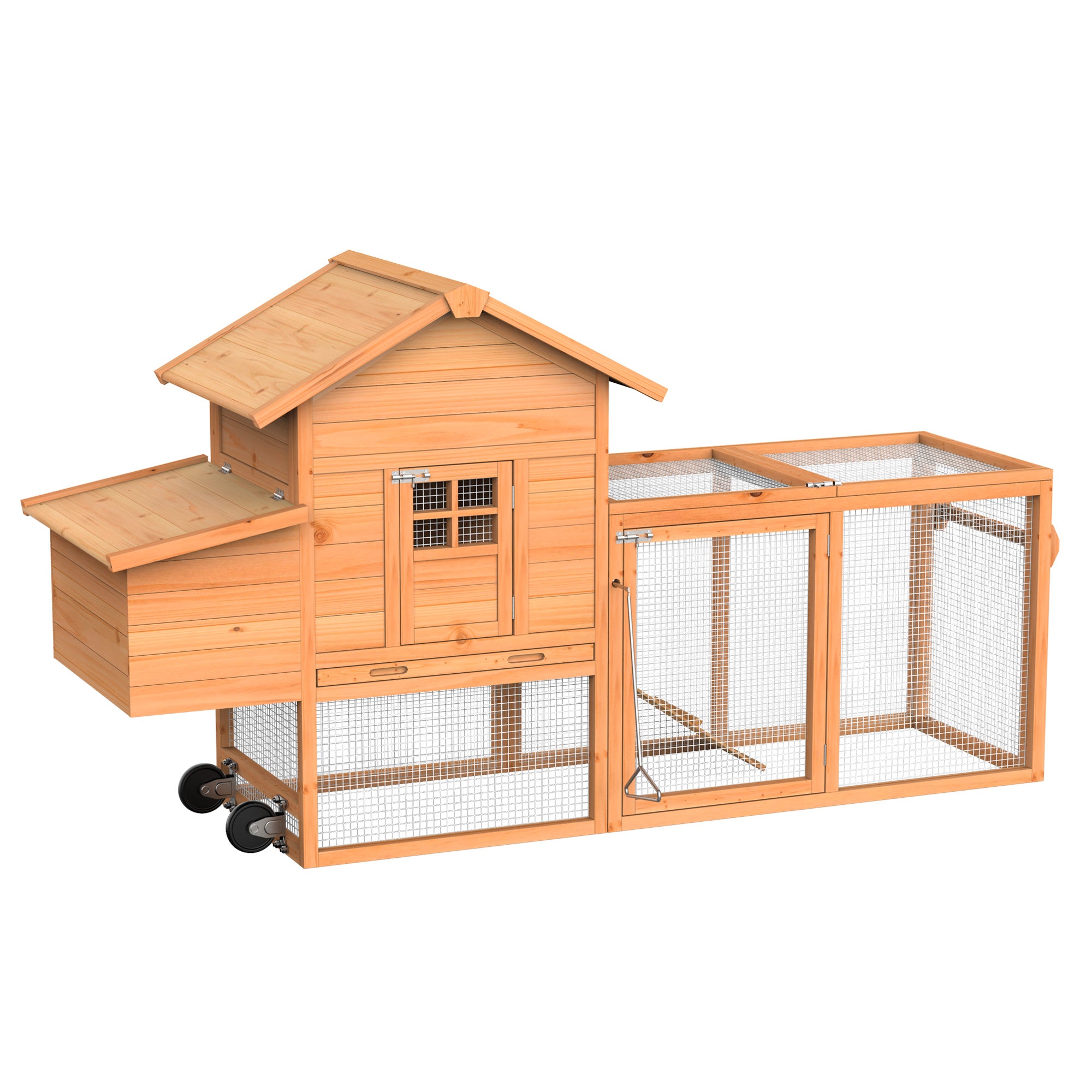 80" Portable Chicken Coop (Wood Top & Wheels)