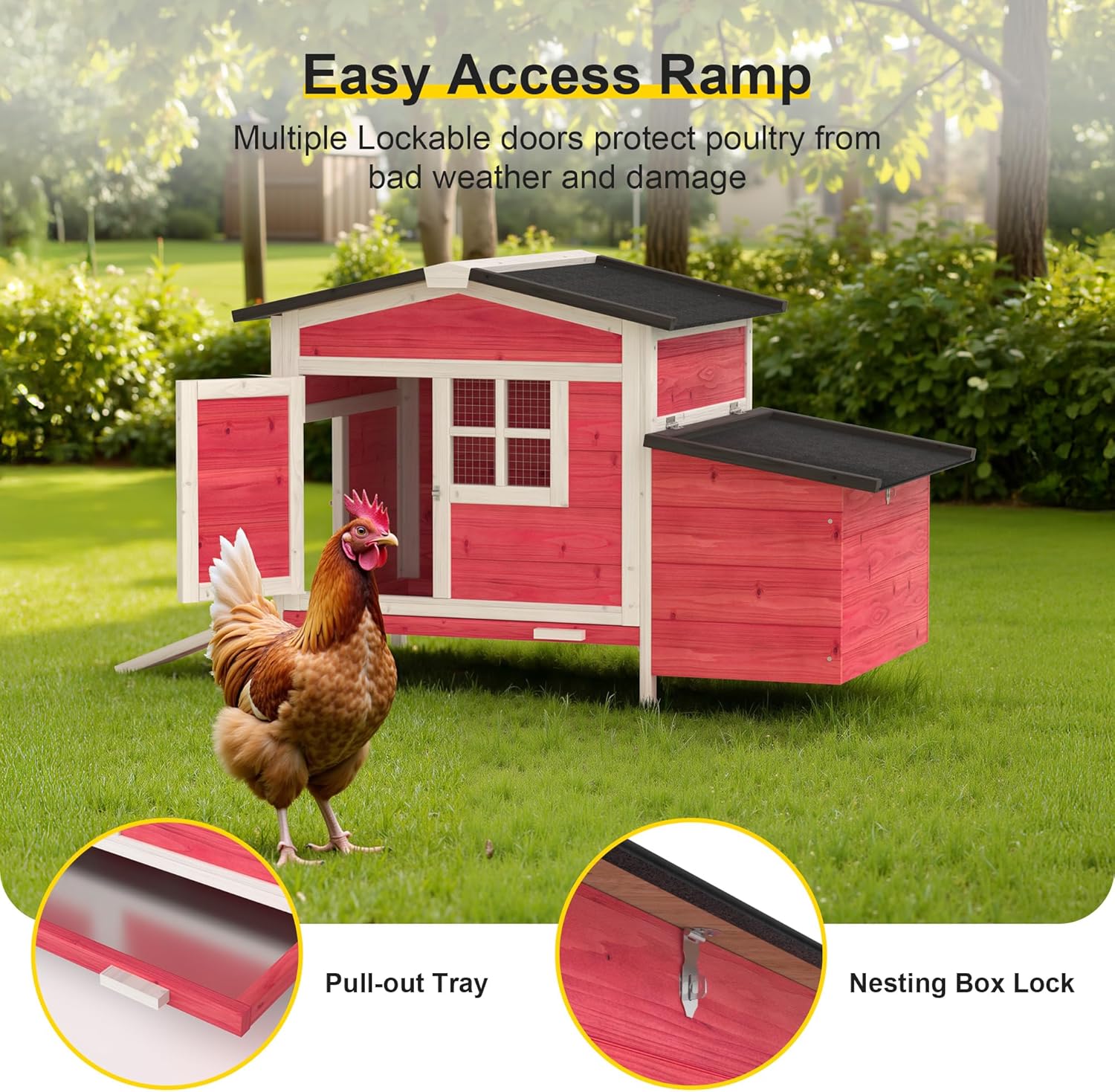 43" Chicken House & Rabbit Hutch (Red)