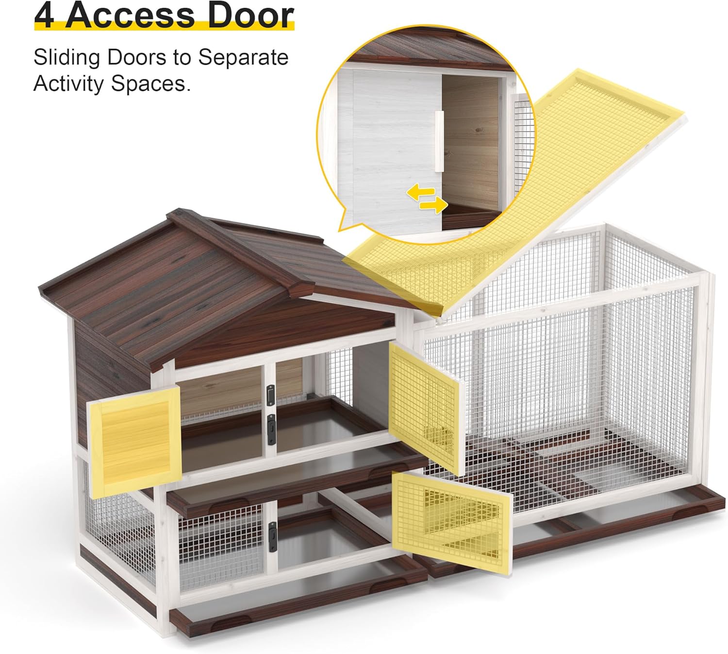60" Large Bunny House (3 Trays & 4 Doors)
