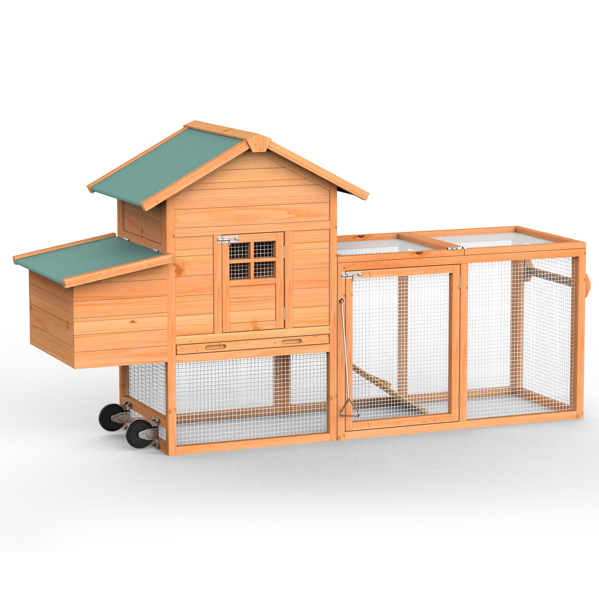 80" Portable Chicken Coop (Asphalt Top & Wheels)