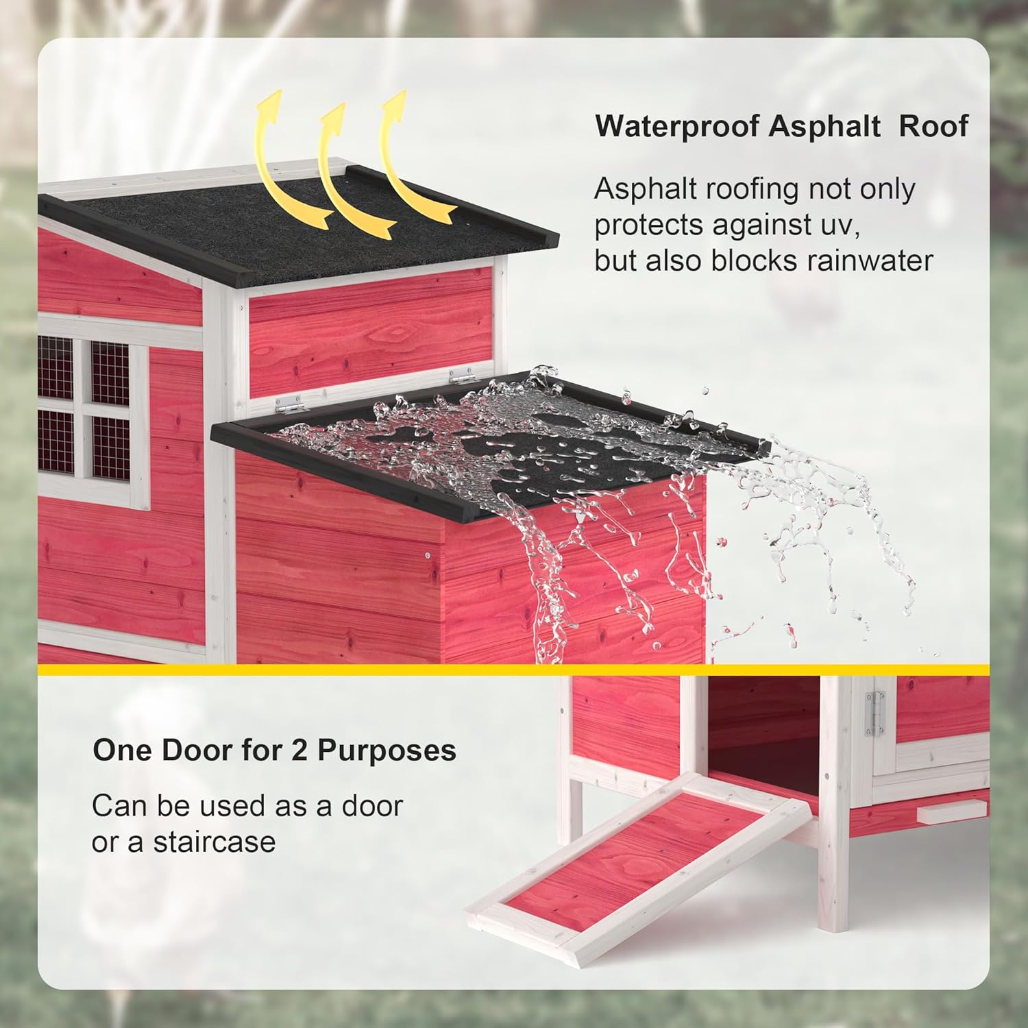 43" Chicken House & Rabbit Hutch (Red)