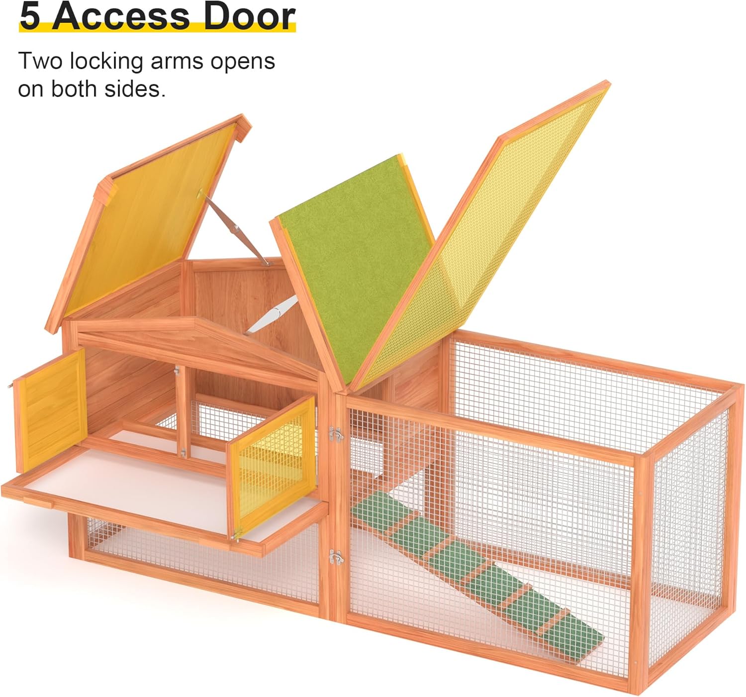 60" Outdoor Rabbit Cage Bunny Hutch (Green Asphalt Roof)