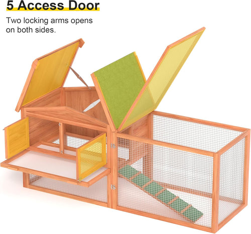 60" Outdoor Rabbit Cage Bunny Hutch (Green Asphalt Roof)