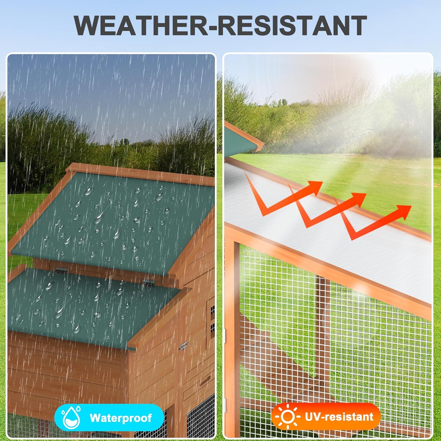 85" Portable Chicken Coop (UV Panel & Wheels)