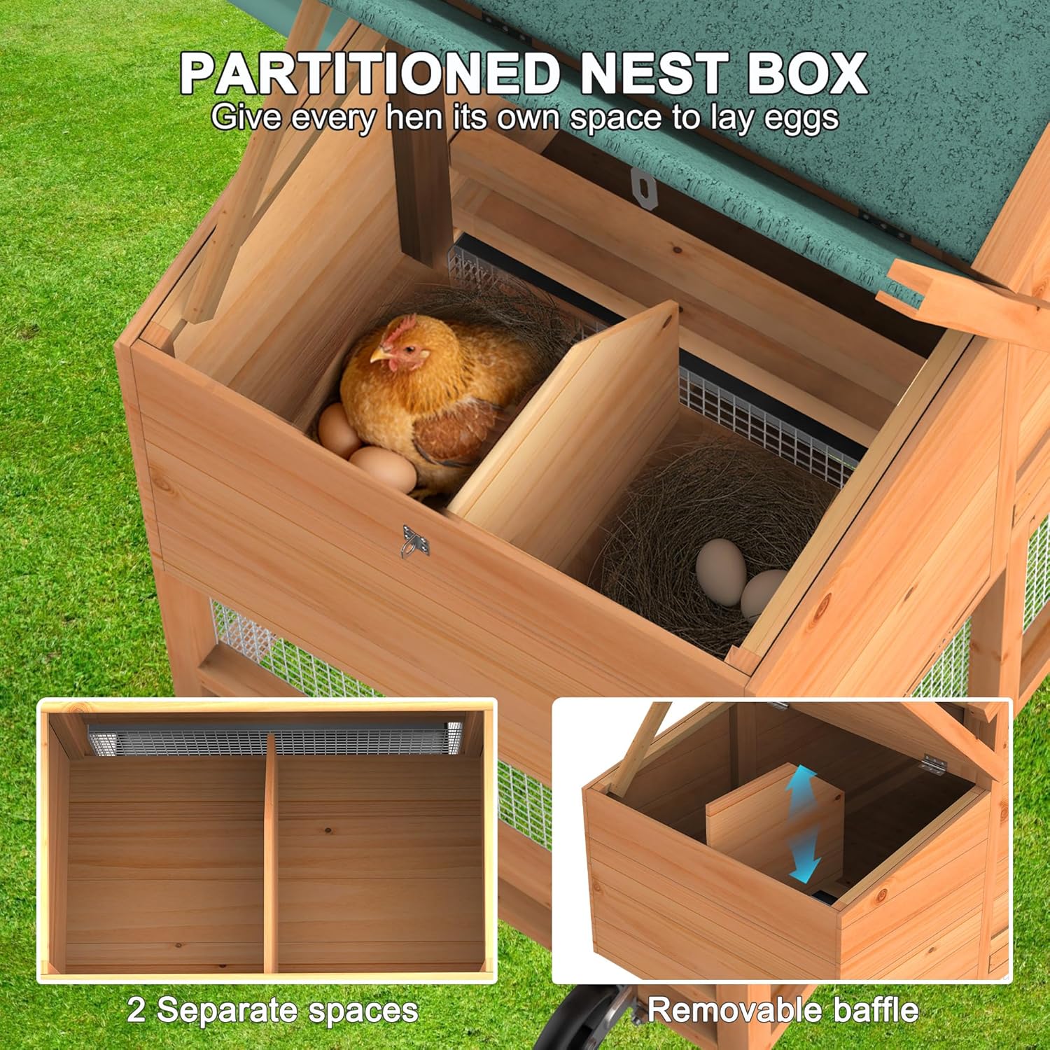 83" Portable Chicken Coop (Wheels & Handrail)