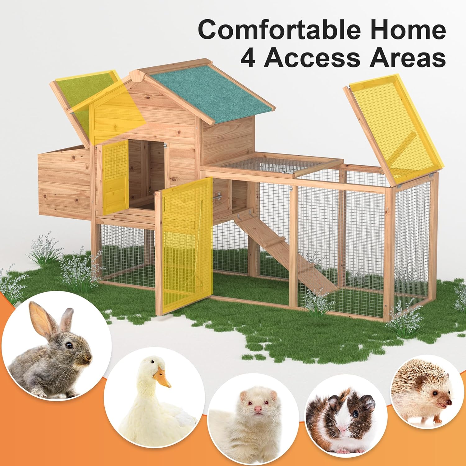 80.7" Luxurious Chicken Coop with Run Cage