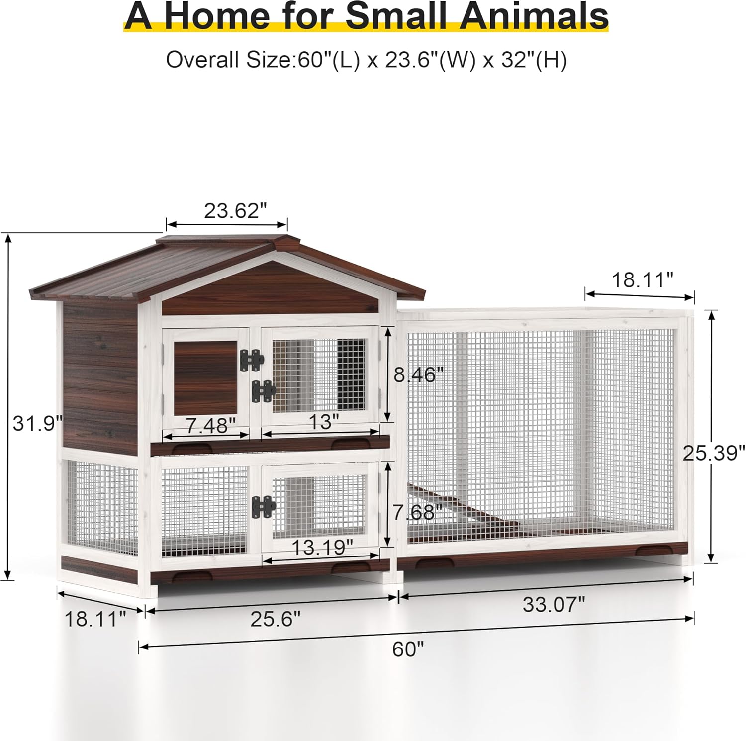 60" Large Bunny House (3 Trays & 4 Doors)