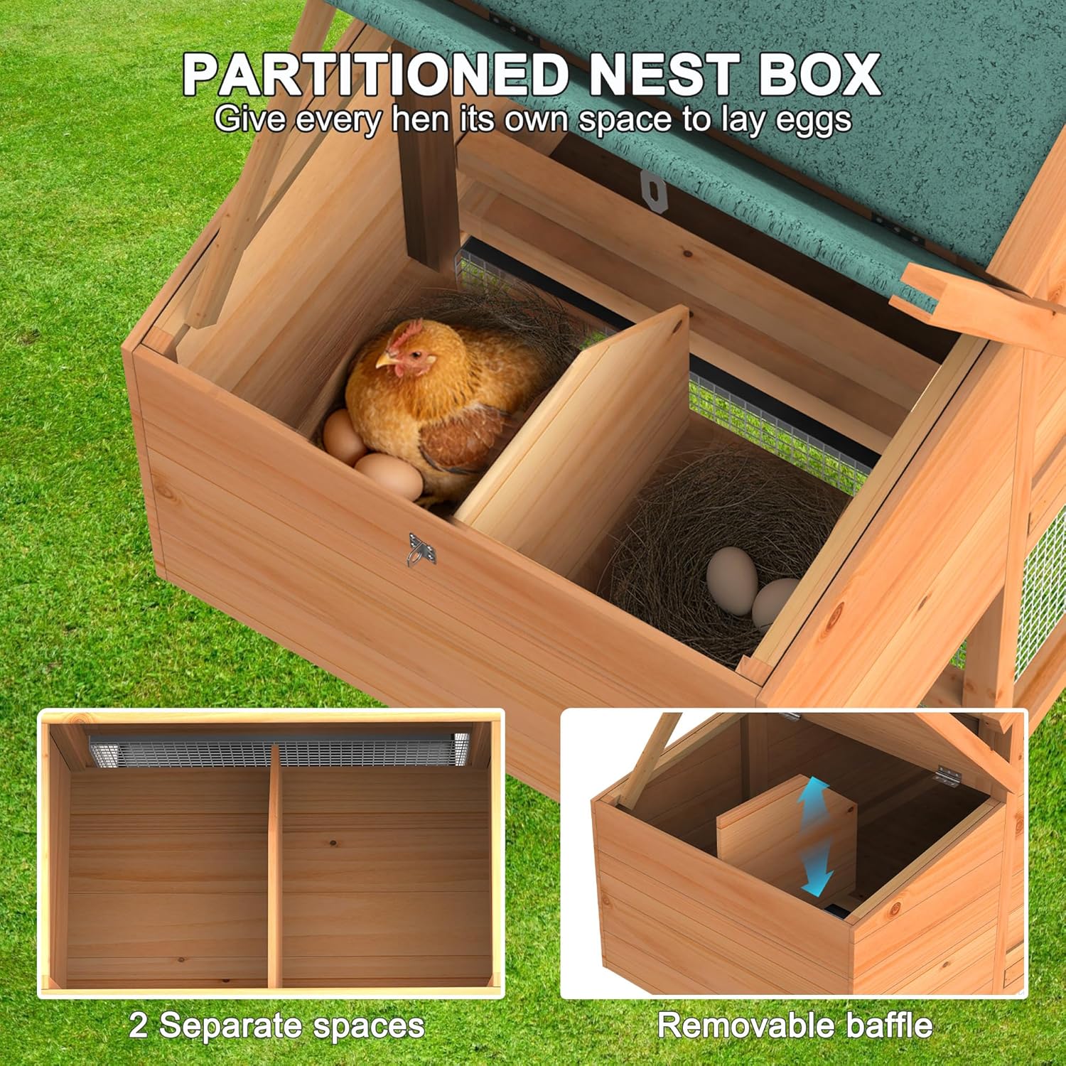 80" Portable Chicken Coop (Asphalt Top & Wheels)