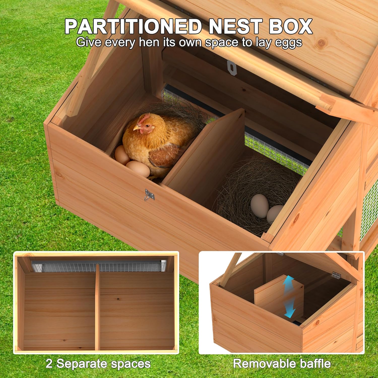 80" Portable Chicken Coop (Wood Top & Wheels)