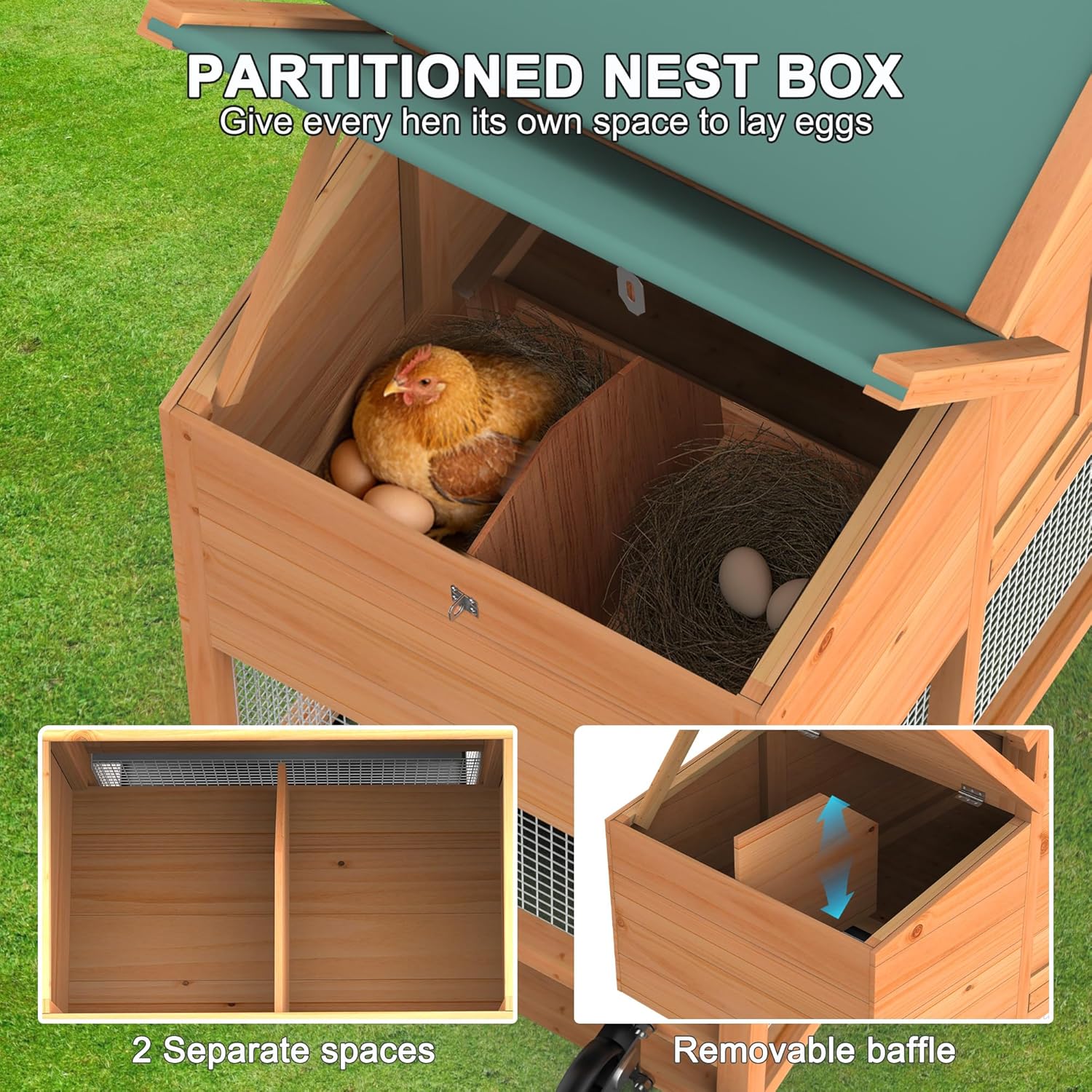 85" Portable Chicken Coop (UV Panel & Wheels)