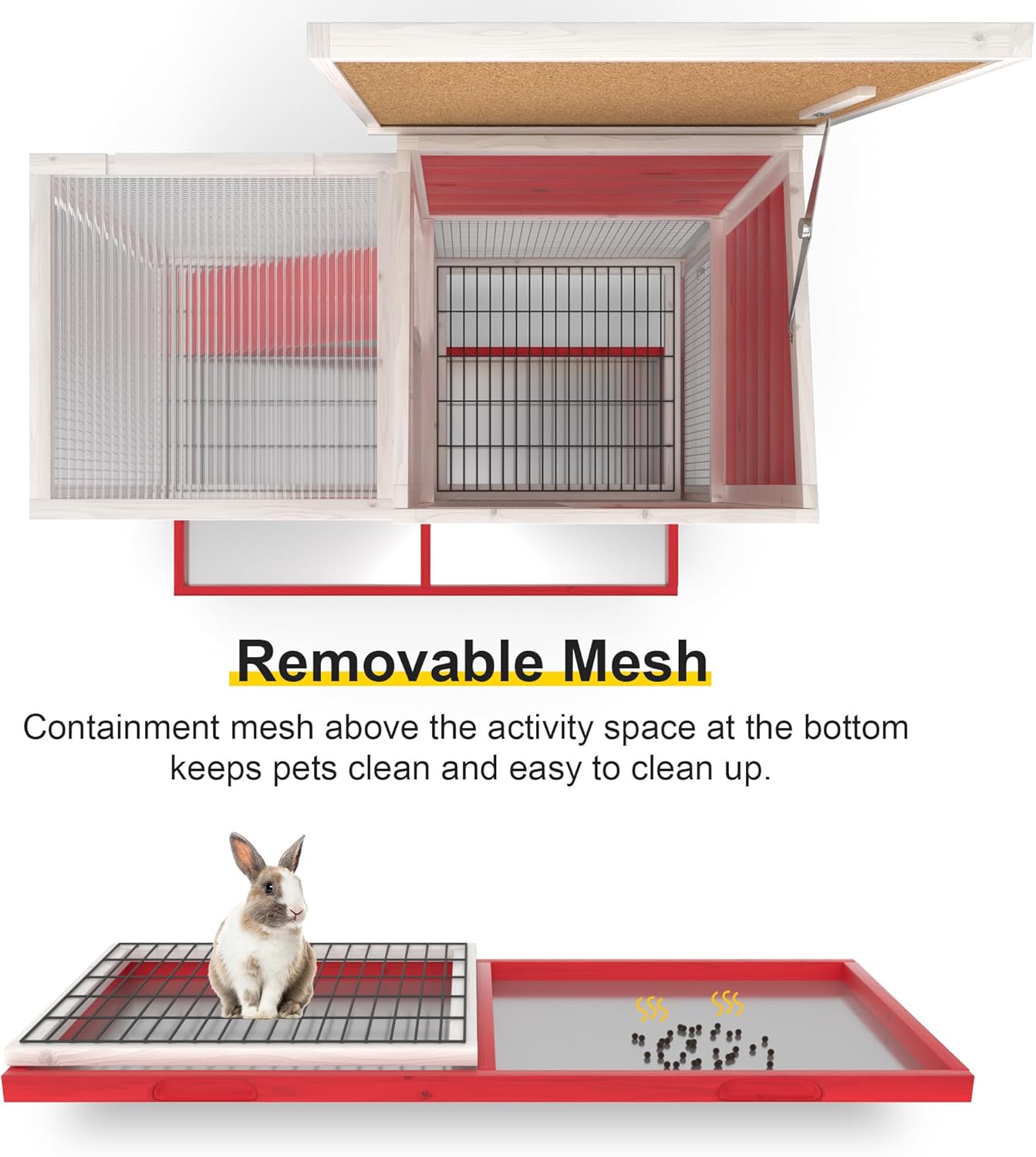 Rabbit Hutch with Wheels & Ramp (Red)