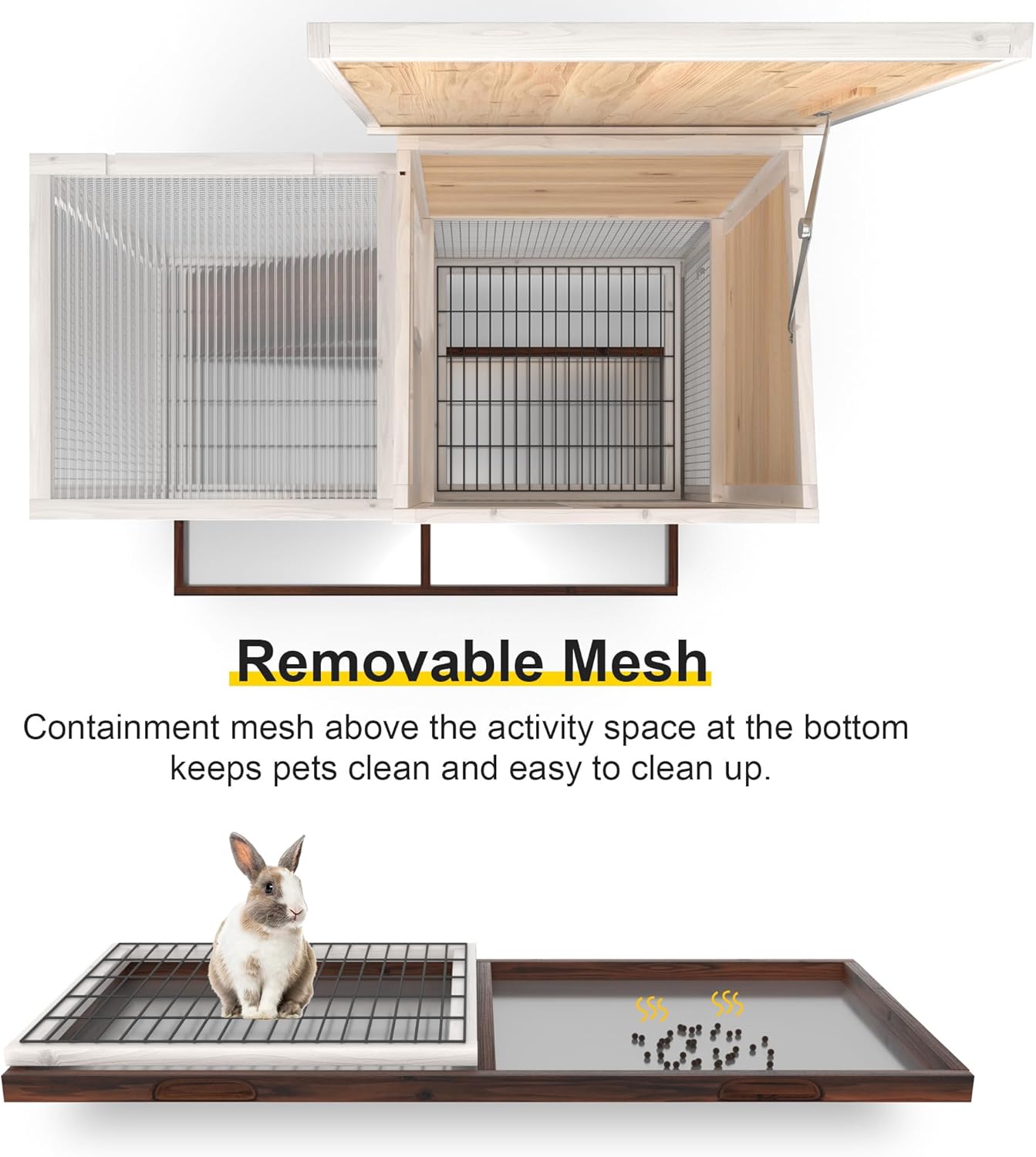 Rabbit Hutch with Wheels & Ramp (Brown)