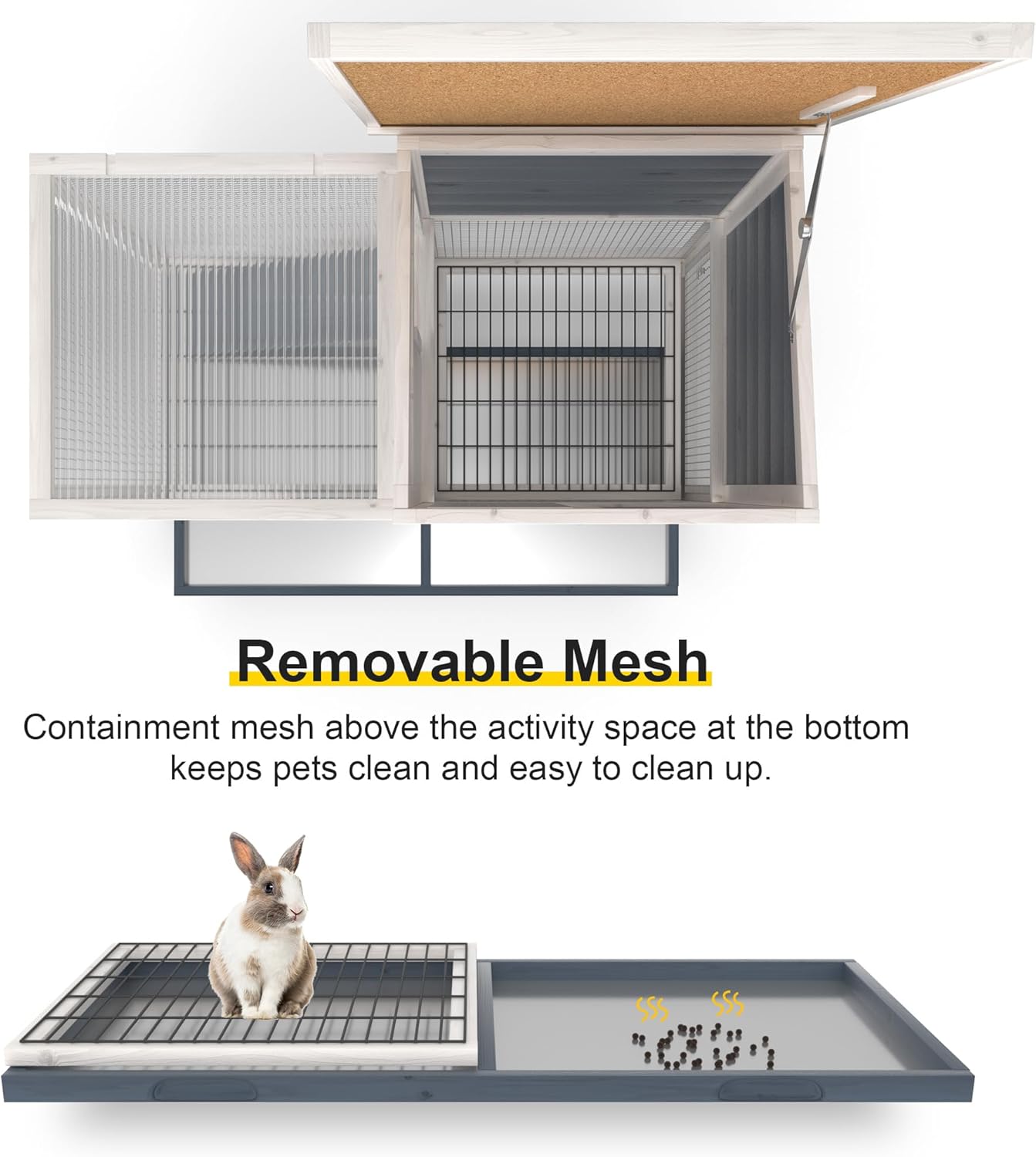 Two-Story Rabbit Hutch with Wheels & Tray