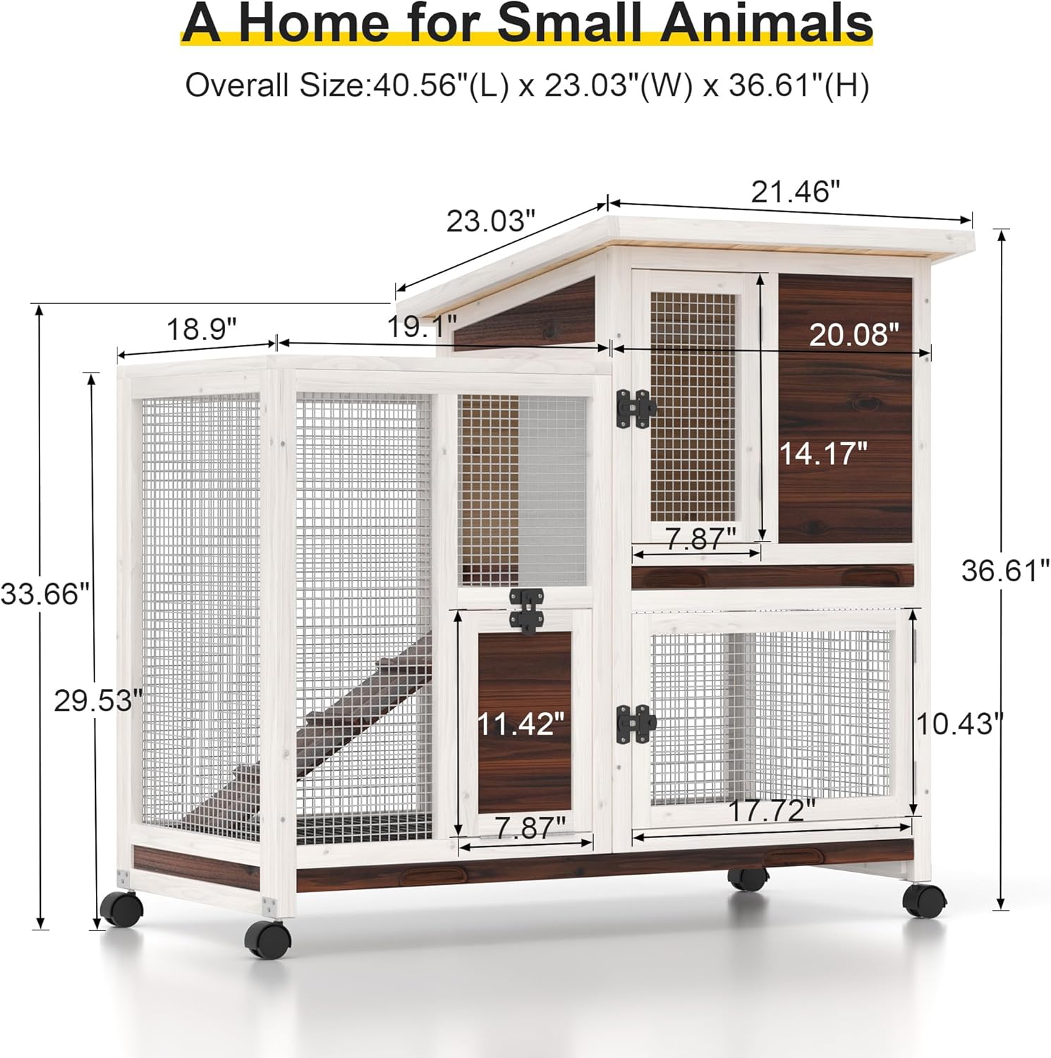 Rabbit Hutch with Wheels & Ramp (Brown)