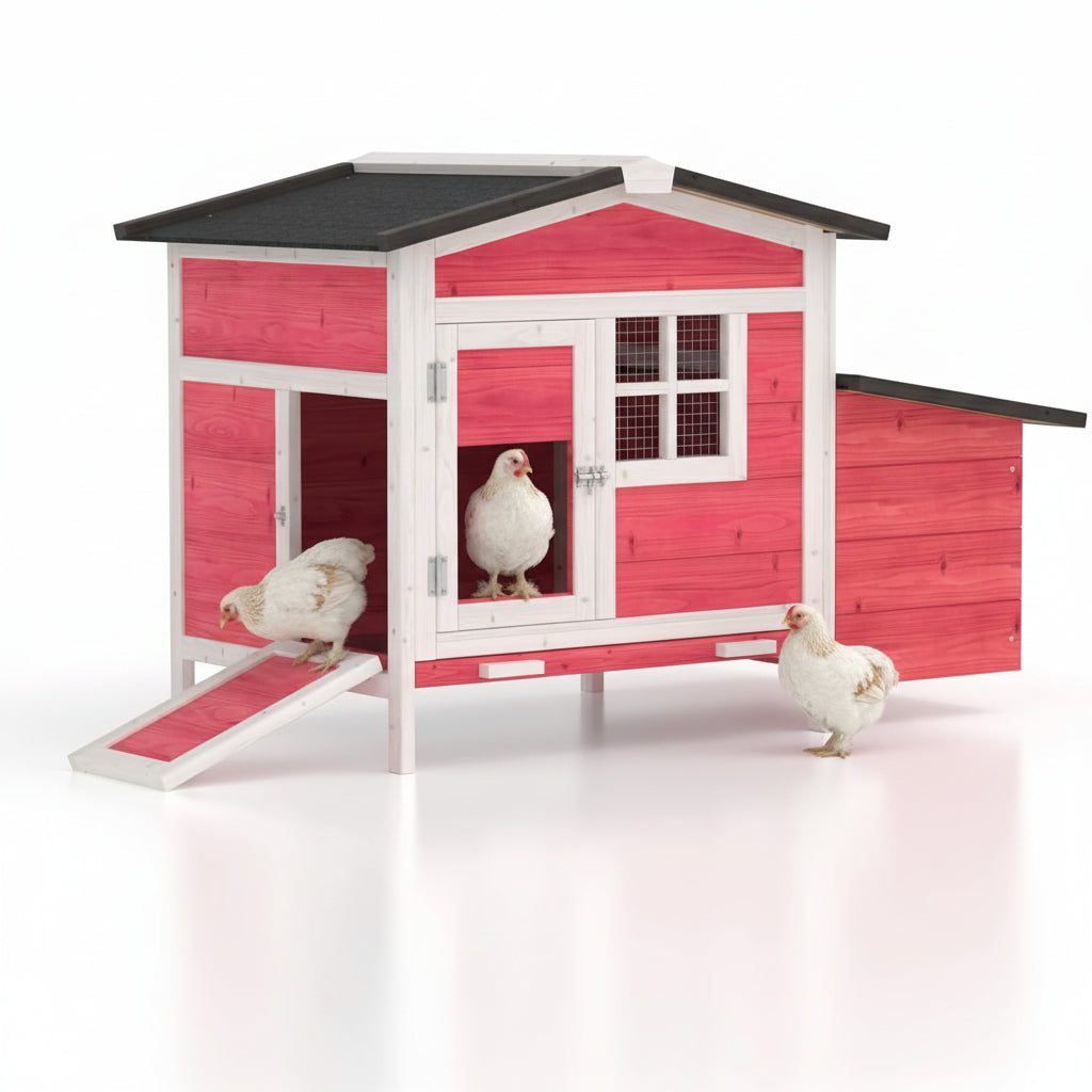 43" Chicken House & Rabbit Hutch (Red)