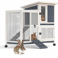 Two-Story Rabbit Hutch with Wheels & Tray