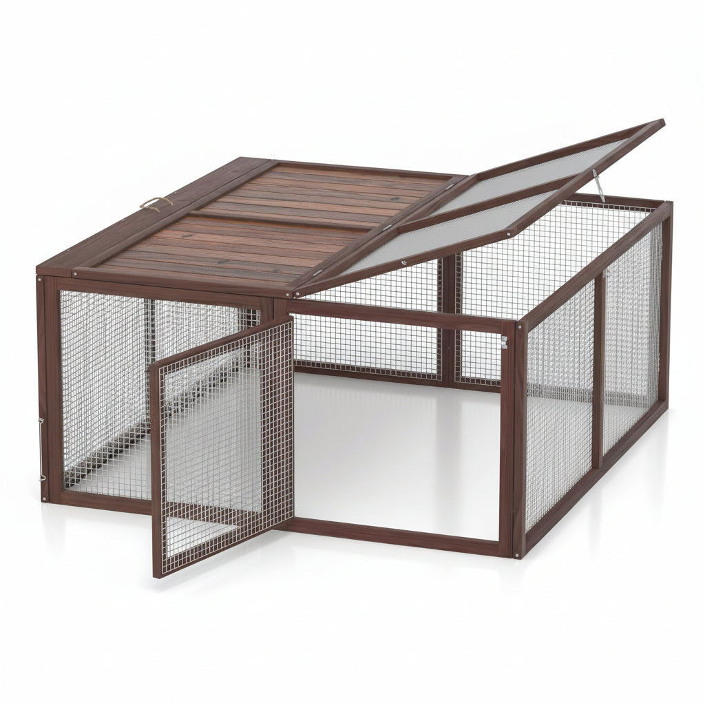 Folding Rabbit Run & Portable Chicken Cage (Carbonized Wood) – GOJOOASIS
